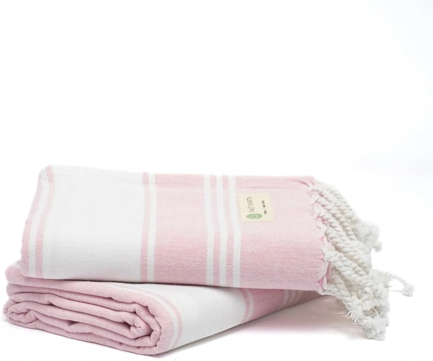 Salt Earth Cotton Turkish Beach Towel, Set of 2 Large, Bathroom, Beach Essentials, Gym, Quick Dry for Shower, Lightweight Large Towels for All (Candy Pink)