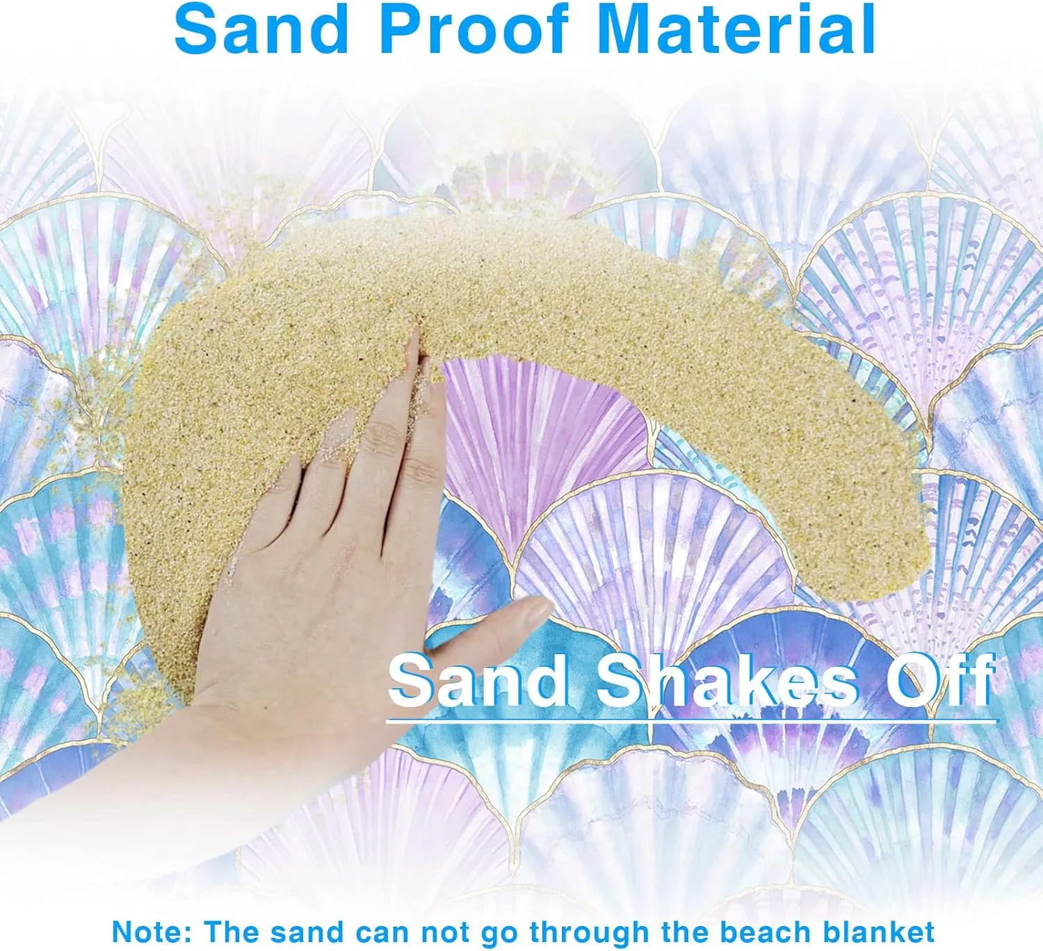 Sandproof Waterproof Beach Mat, 79" x 83", Ocean Blue, 100% Polyester, Fits 4-6 Persons, Portable Camping Blanket for Travel, Camping, Hiking, Picnic