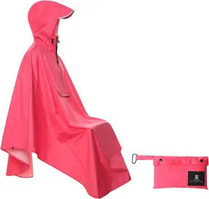 SaphiRose Lightweight Cycling Jacket Rain Poncho Hooded Rain Coat Cape with Reflective Stripe for Bikes