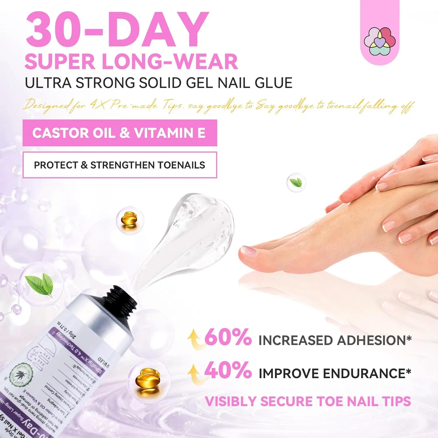 SAVILAND Press On Toenails Kit: 216 PCS Nail Press on Toenails French Tips Pink White Toe Gel Toenails Nail Tips Press on Toenails for Women Solid Nail Glue Gel for Toe Nail Extensions 18 Sizes