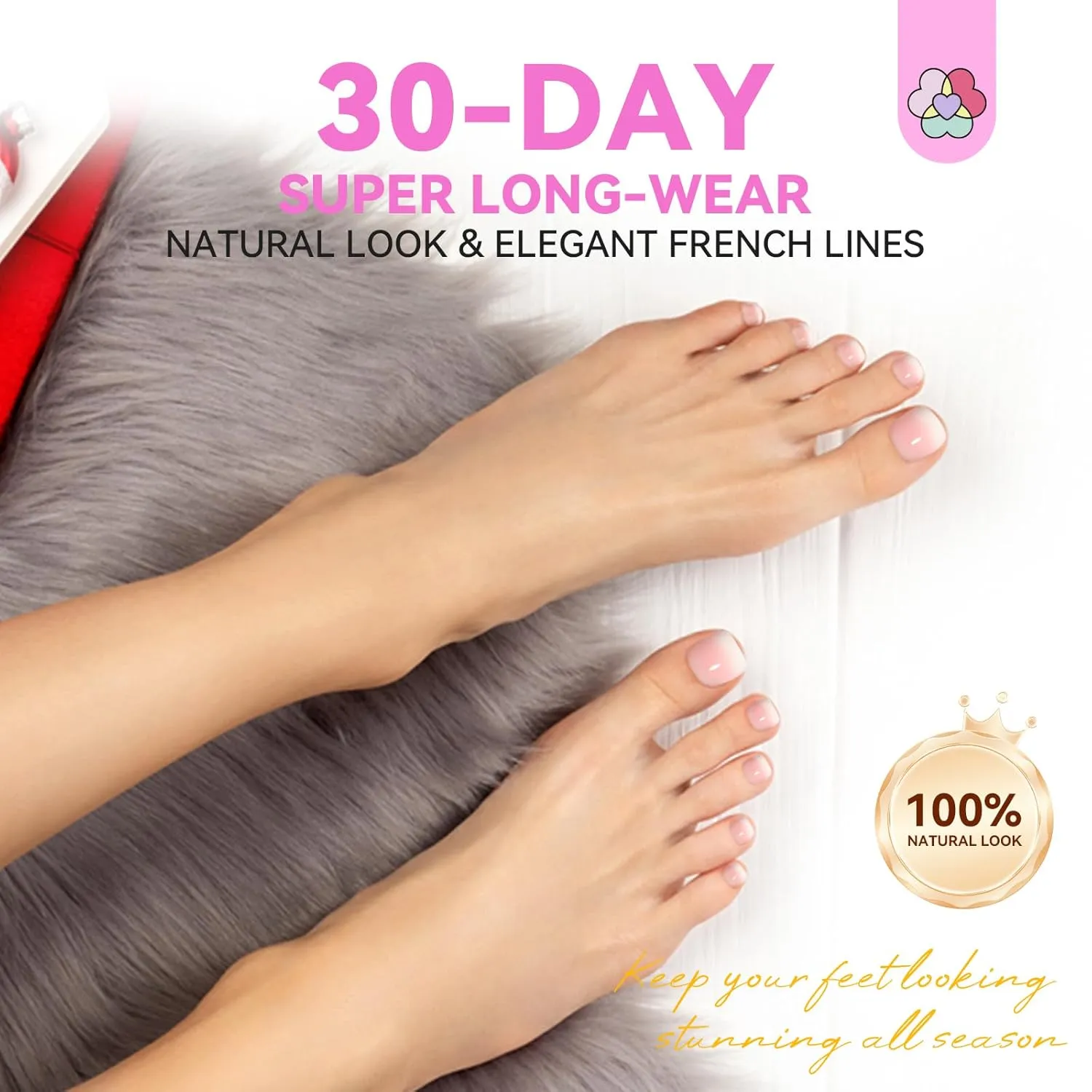 SAVILAND Press On Toenails Kit: 216 PCS Nail Press on Toenails French Tips Pink White Toe Gel Toenails Nail Tips Press on Toenails for Women Solid Nail Glue Gel for Toe Nail Extensions 18 Sizes
