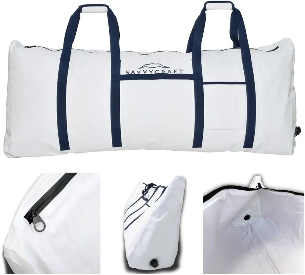 Savvycraft Soft Insulated Fishing Bag, Waterproof Leakproof Fish Storage Insulated Bag with Easy Grip Handles, White 48" L x 10" W x 20" H