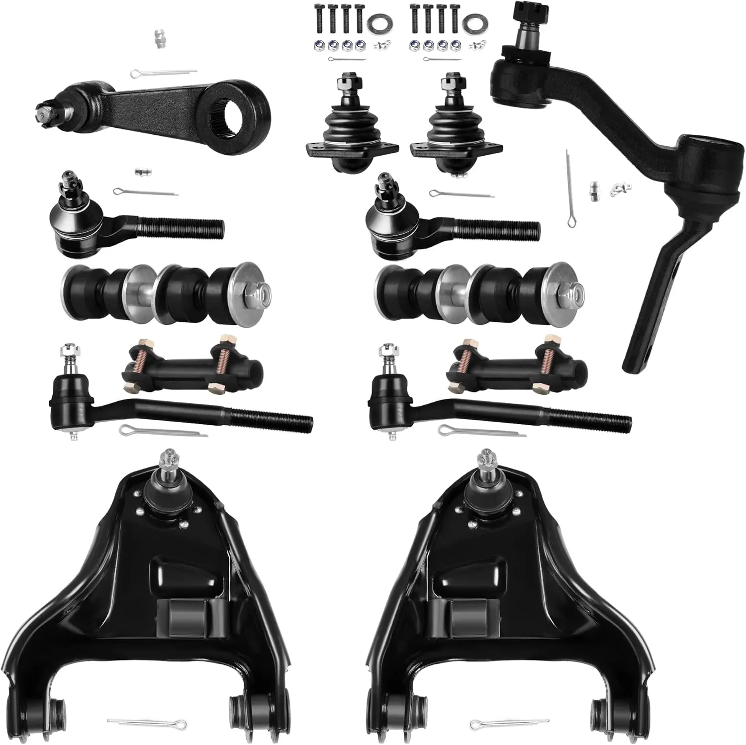SCITOO 14pcs 4WD Suspension Kit For 1998-2004 For Chevy S10 1998-2005 Blazer 1998-2004 For GMC Sonoma 1998-2001 Jimmy w/Suspension Parts Upper Control Arm Ball Joint Sway Bar Link Tie Rod End