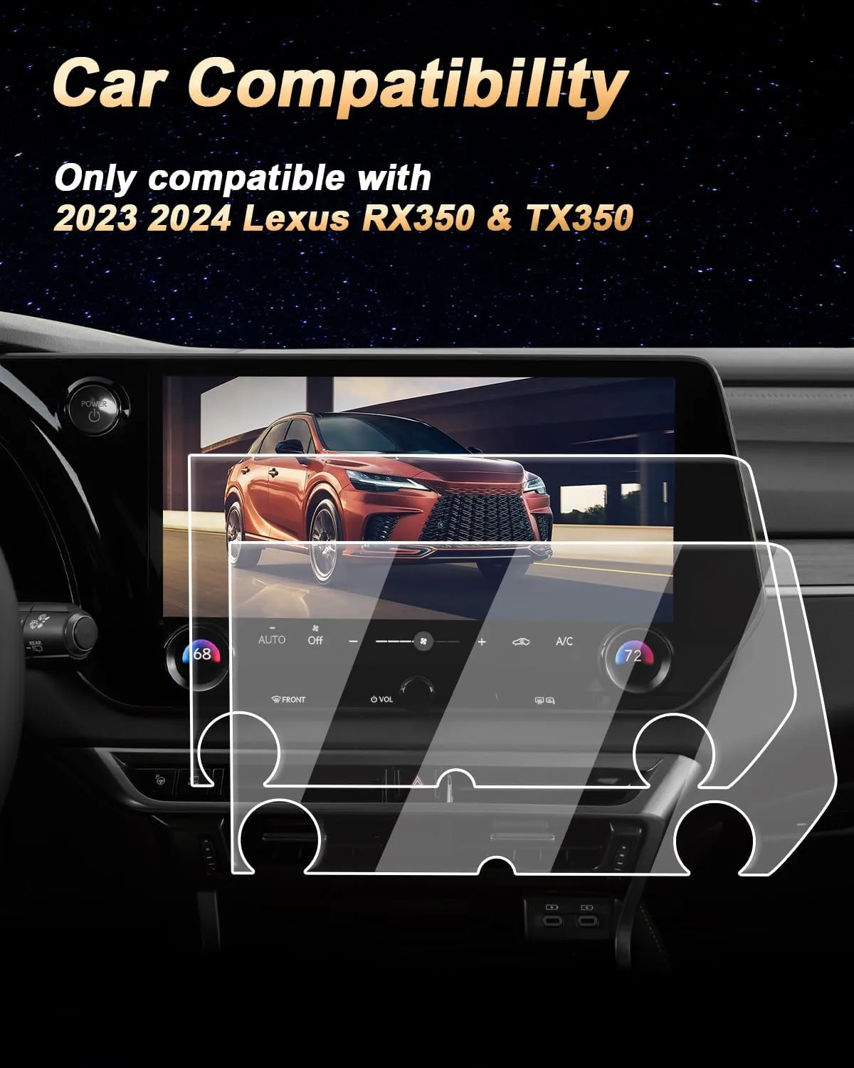 Screen Protector 2 Pcs For 2023-2025 Lexus RX350 & TX350,14-Inch Nano-film Navigation Screen Protector For 2023-2025 RX350/350h/500h & TX350/500h Accessories Anti-fingerprint- HD Clear & Easy to Install(2 Packs)