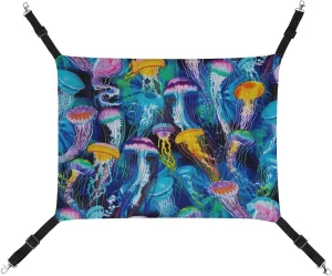 Sea Ocean Life Cat Hanging Hammock Soft Breathable Pet Cage Dog Hammock with Adjustable Straps and Metal Hooks