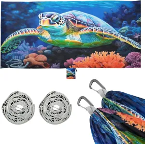 Sea Turtle Camping Hammock, Single Portable Hammocks with Tree Straps & Attached Carry Bag, 330Lbs Capacity Perfect for Outside Indoor Hiking Beach Backpack Travel