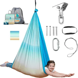 Sensory swing for kids & adults indoor or outdoor- Holds 300lbs, Double Layer, & 360 swivel, calming compression therapy swing, all hardware included -easy hang sensory hammock for kids, Sensory-Motor Toys & Gifts