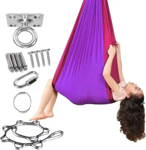 Sensory Swing For Kids Indoor Therapy Swings For Kids Adults 360° Swivel, Double Layer Kids Swing Chair Helps With Sensory Disorders Autism Space To Exercise And Relax Hammock For Bedroom ( Color : Pu