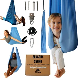 Sensory Swing Indoor & Outdoor - Cotton Spandex Polyester Unique Composition | Kid Swing - Kids Hammock | 59"x59" Swing | Therapy Swing for Kid and Adult Holds Up to 300lbs | Kids Swing