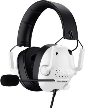 SENZER SG500 Surround Sound Pro Gaming Headset with Noise Cancelling Microphone - Soft Memory Foam Padding - Portable Foldable Headphones for PC, PS4, PS5, Xbox One, Switch - White