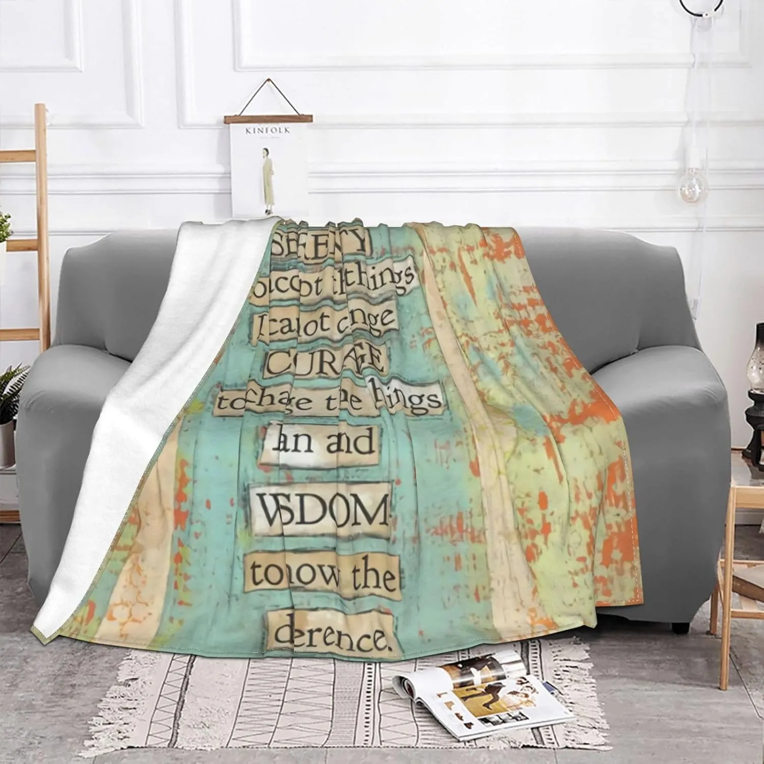 Serenity Prayer On Beach 60"X50" Flannel Blanket - 100% Soft Polyester, Lightweight and Warm, Suitable for Families, Camping, Travel