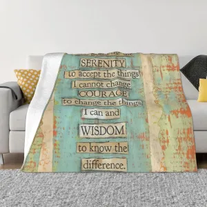 Serenity Prayer On Beach 60"X50" Flannel Blanket - 100% Soft Polyester, Lightweight and Warm, Suitable for Families, Camping, Travel