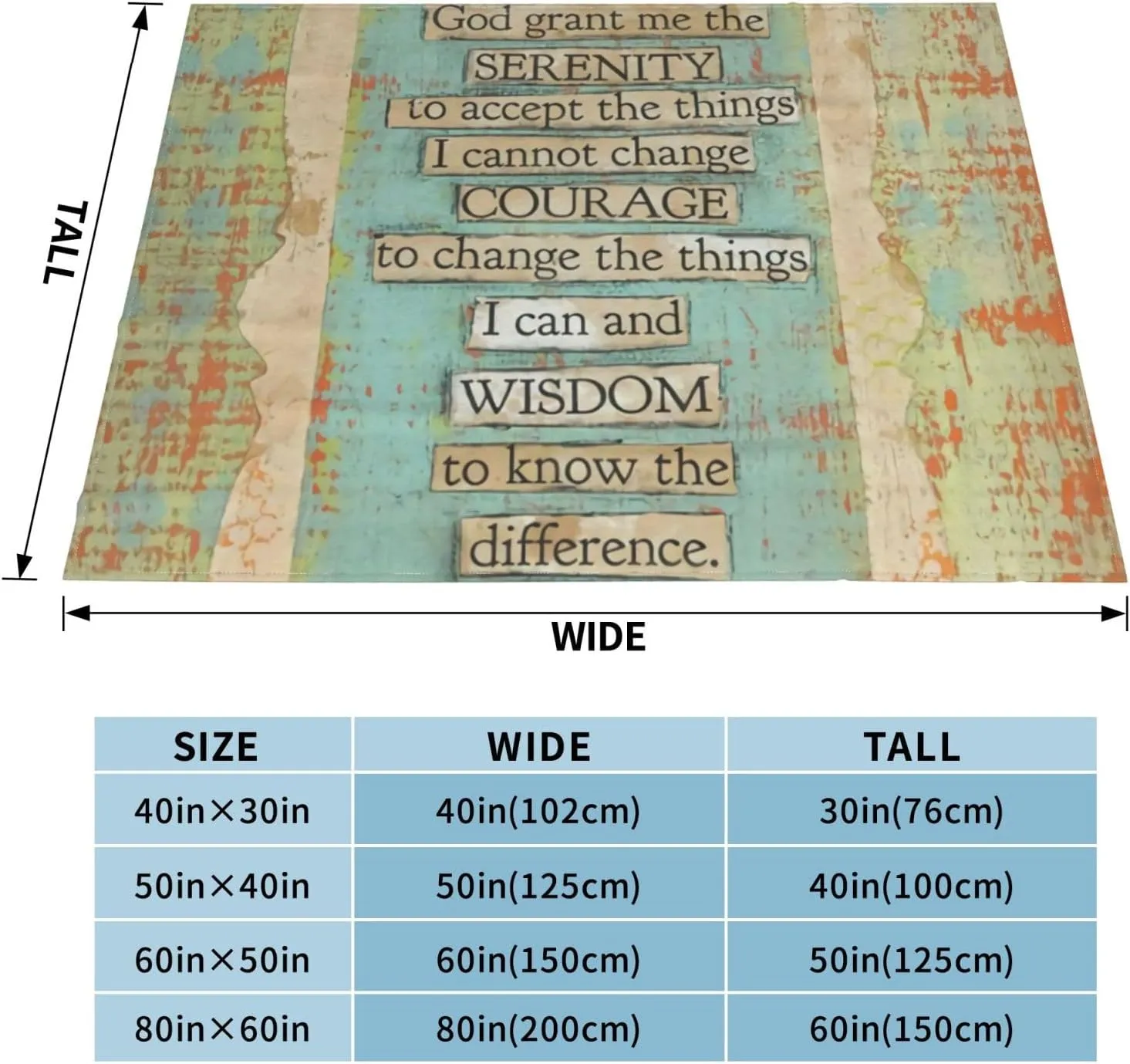 Serenity Prayer On Beach 60"X50" Flannel Blanket - 100% Soft Polyester, Lightweight and Warm, Suitable for Families, Camping, Travel