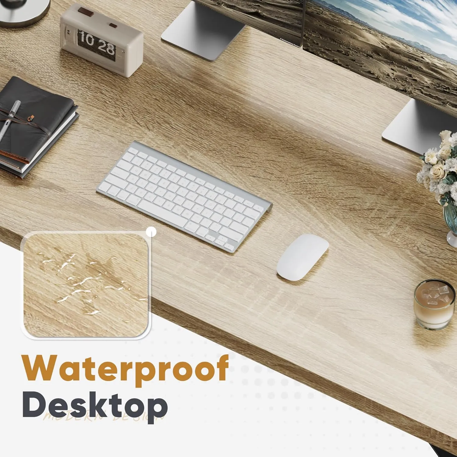 Shahoo Computer Desk, 48 Inch Office Writing Work Table, with Storage Bag and Hook, for Home, Study, Nature