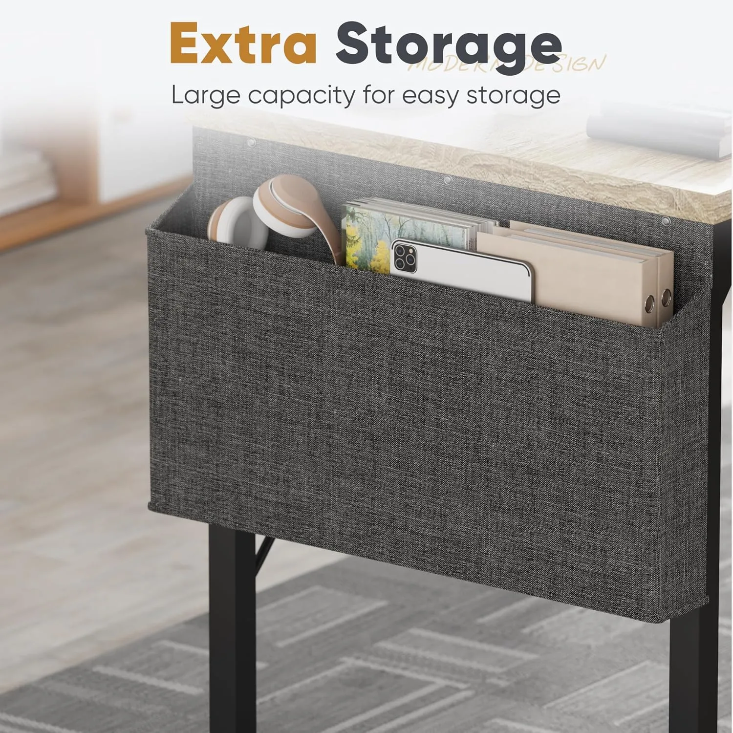 Shahoo Computer Desk, 48 Inch Office Writing Work Table, with Storage Bag and Hook, for Home, Study, Nature