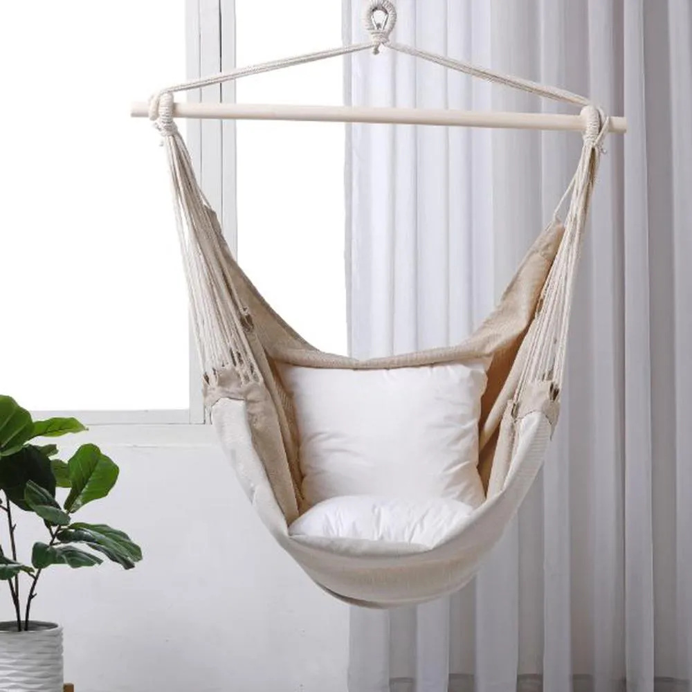 Sherwood Home Indoor and Outdoor Hammock Chair Swing - Natural Beige