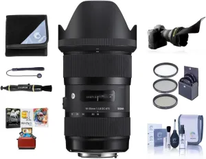 Sigma 18-35mm f/1.8 DC HSM Art Lens for Nikon F, Bundle with ProOptic 72mm Filter Kit, Flex Lens Shade, Cleaning Kit, Cap Tether, Lens Wrap, LensPen Lens Cleaner, Mac Software Kit