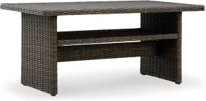 Signature Design by Ashley Brook Ranch Casual Outdoor Multi-use Table with 1 Fixed Shelf, Dark Brown & Gray
