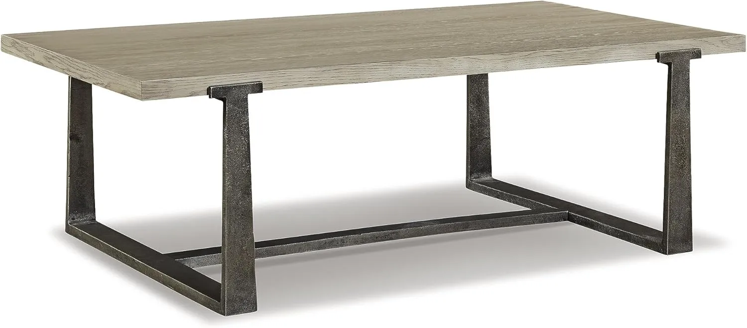 Signature Design by Ashley Dalenville Contemporary Rectangular Coffee Table, Gray & Antiqued Pewter-Tone Finish