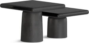 SIMPLIHOME Zachary Coffee Table 2-Piece Set in Graphite and Black Nickel, 20.75-inch Square, Cast Aluminum Modern Industrial Tables for Living Room, Assembled