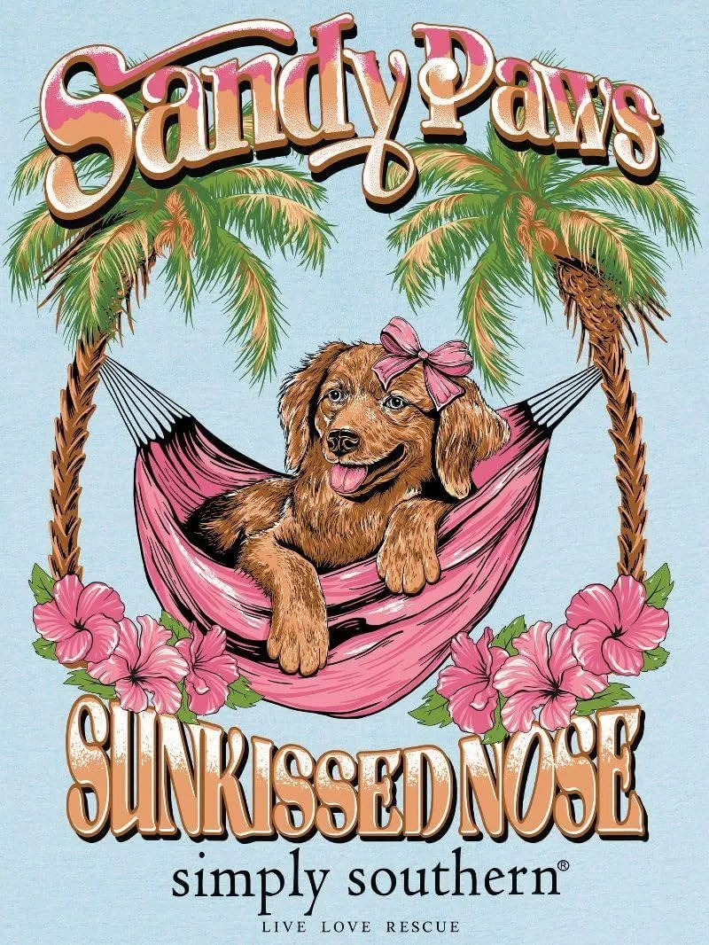 Simply Southern Sandy Paws Sunkissed Nose - Dog - Palm Trees - Adult T-Shirt