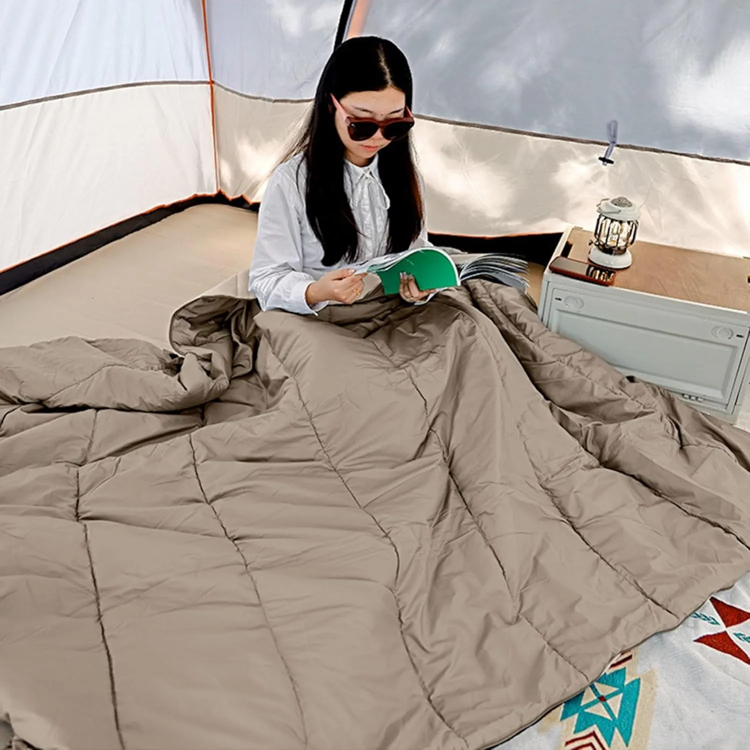 Single Camping Sleeping Bag, 3-4 Seasons Warm Cold Weather Lightweight Sleeping Bag with Compression Sack for Adults