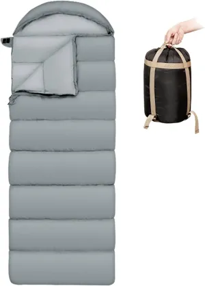 Single Camping Sleeping Bag, 3-4 Seasons Warm Cold Weather Lightweight Sleeping Bag with Compression Sack for Adults