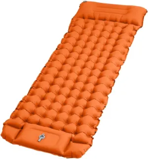 Single Inflatable Sleeping Mattress 3.9 Inch Thickness Sleeping Pad with Pillow Quick Inflation Ultralight Portable Camping Sleeping Bed for Backpacking, Hiking (Orange)