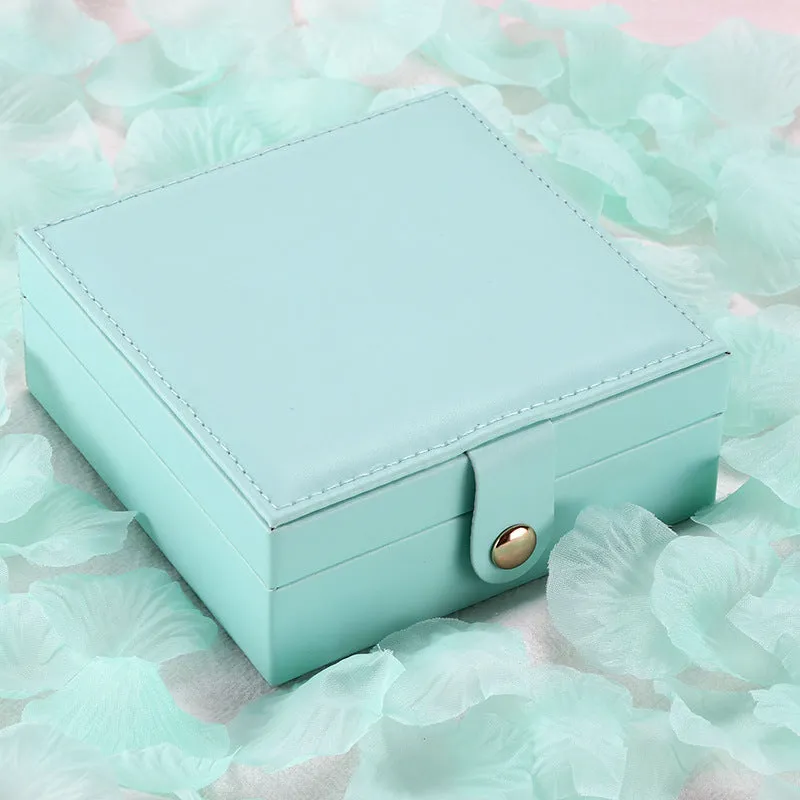 Single-layer PU simple jewelry storage box creative portable jewelry jewelry box earrings earrings ring small jewelry box