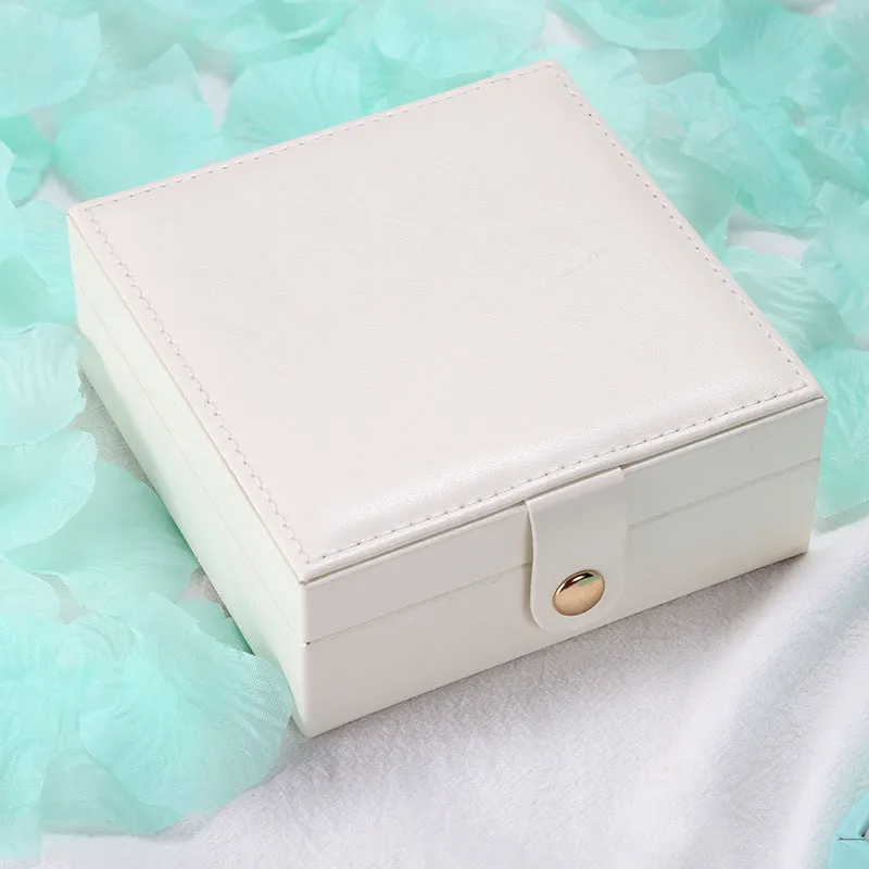 Single-layer PU simple jewelry storage box creative portable jewelry jewelry box earrings earrings ring small jewelry box