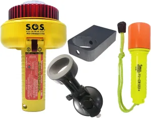 Sirius Signal C-1002 SOS Two-Color/Infrared LED Distress Signal, Floating Flashlight, and Storage Mount Bundle