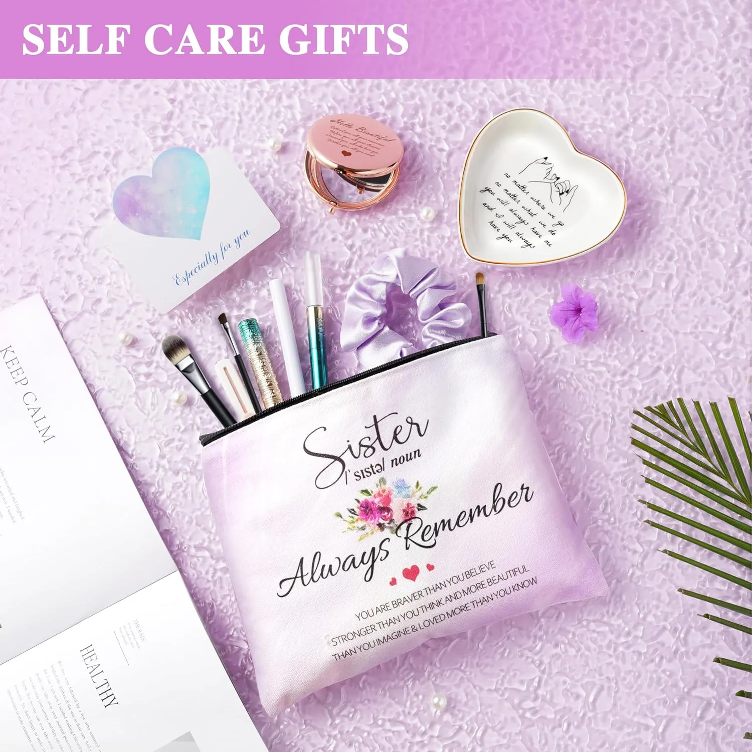 Sisters Birthday Gifts for Women Teen Girl, Best Friend Birthday Gifts Unique Friendship Gifts for Bestie BFF Friends Female Soul Sister Birthday Christmas Gift (Sisters Gifts-Purple)