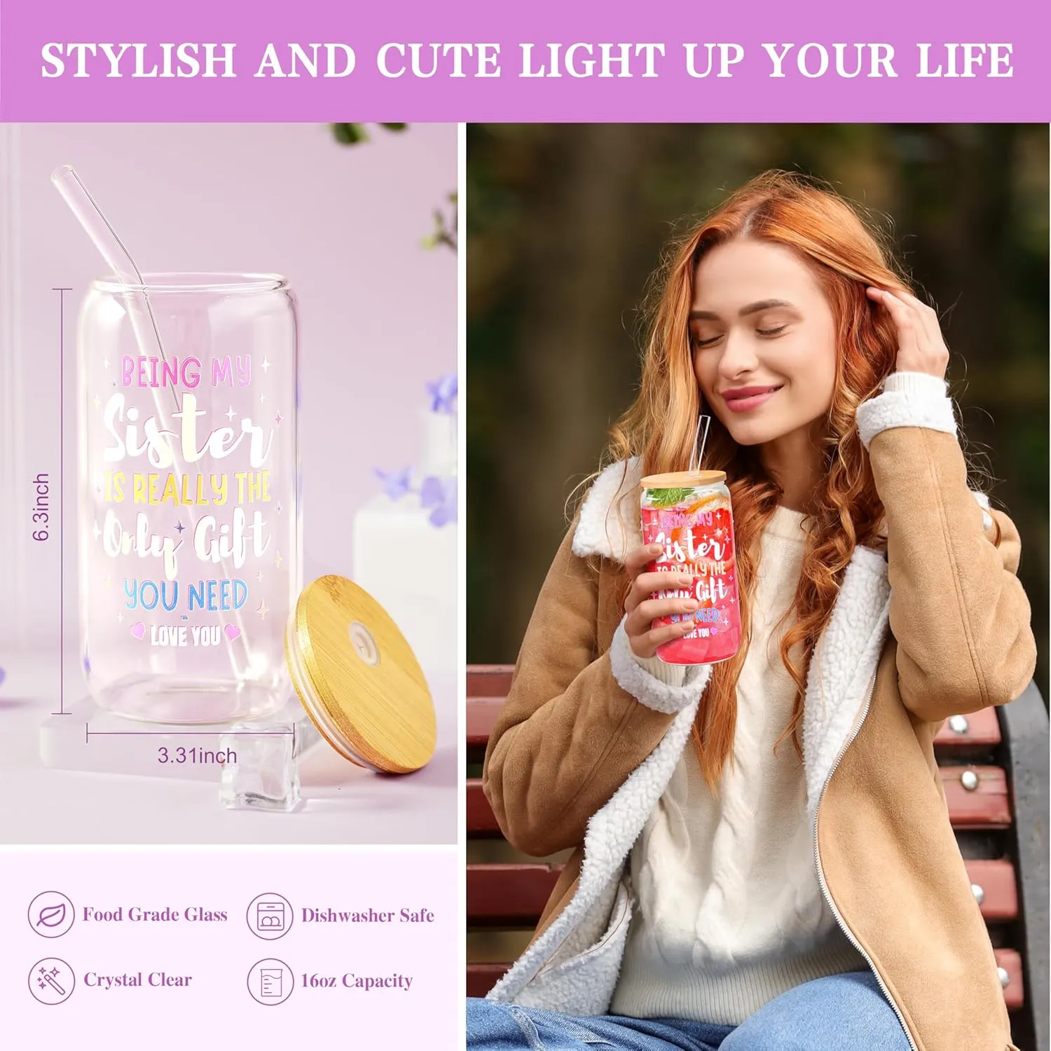Sisters Birthday Gifts for Women Teen Girl, Best Friend Birthday Gifts Unique Friendship Gifts for Bestie BFF Friends Female Soul Sister Birthday Christmas Gift (Sisters Gifts-Purple)