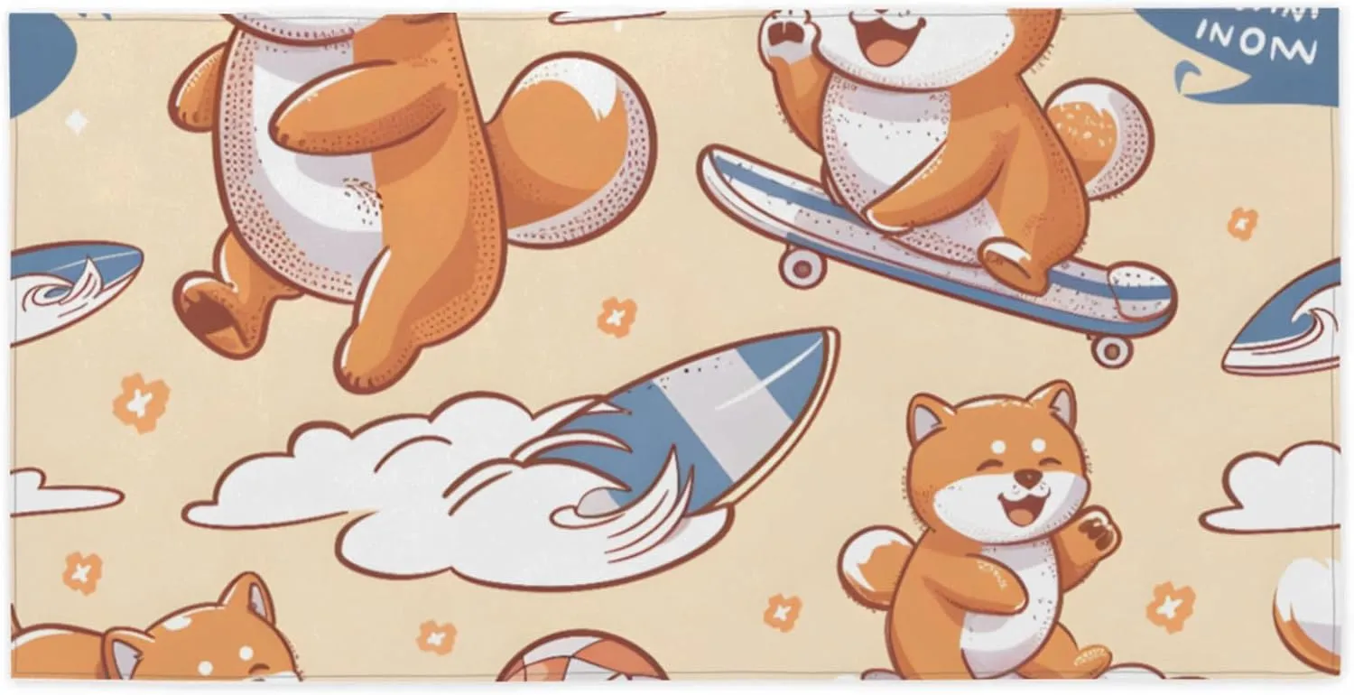 Skateboarding Dog Beach Towel,Oversized Microfiber Sand Free Lightweight Quick Dry Bath Blanket for Women Men, Travel Blanket Vacation Essentials Gift for Friends and Family 30" x 60"