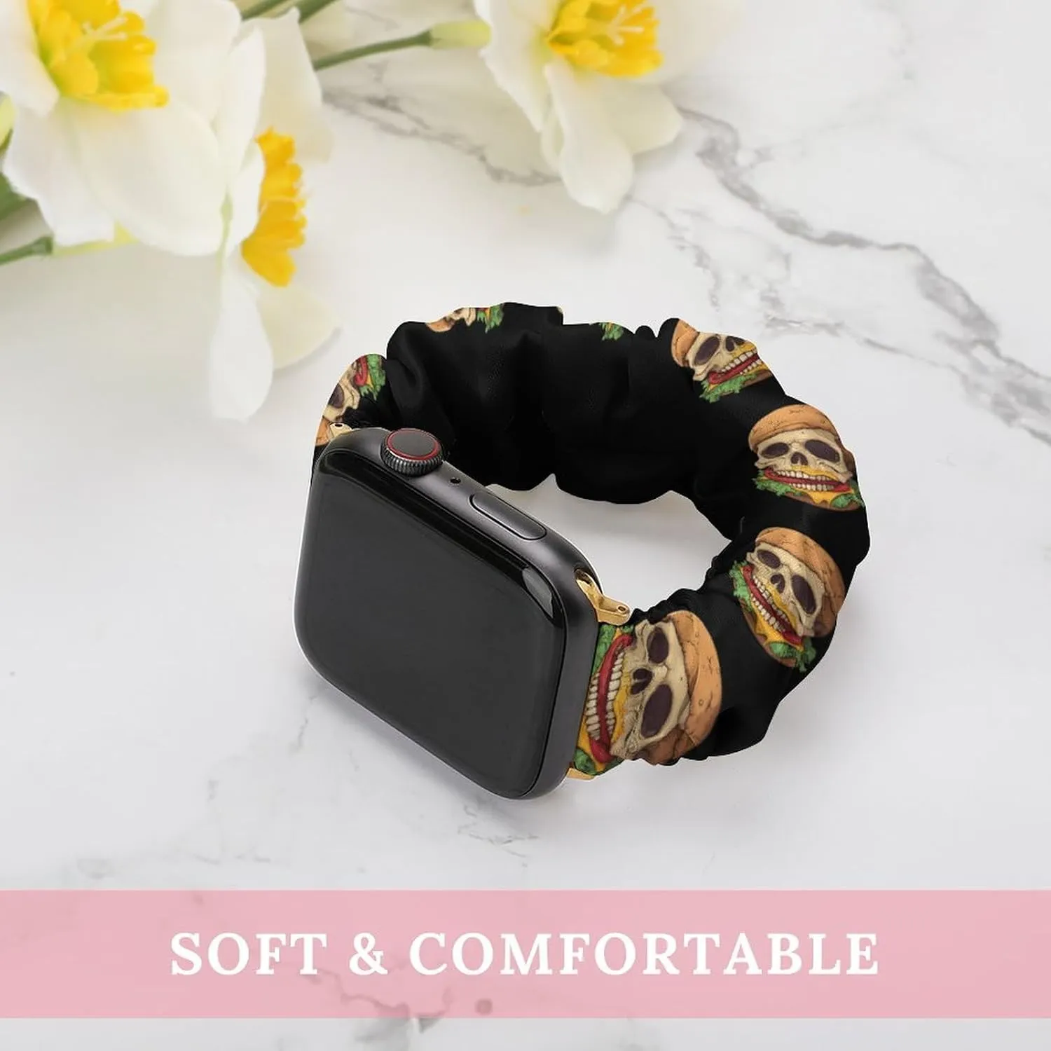 Skull Hamburger Fashion Watch Strap Scrunchies Wristbands Compatible With IWatch Series