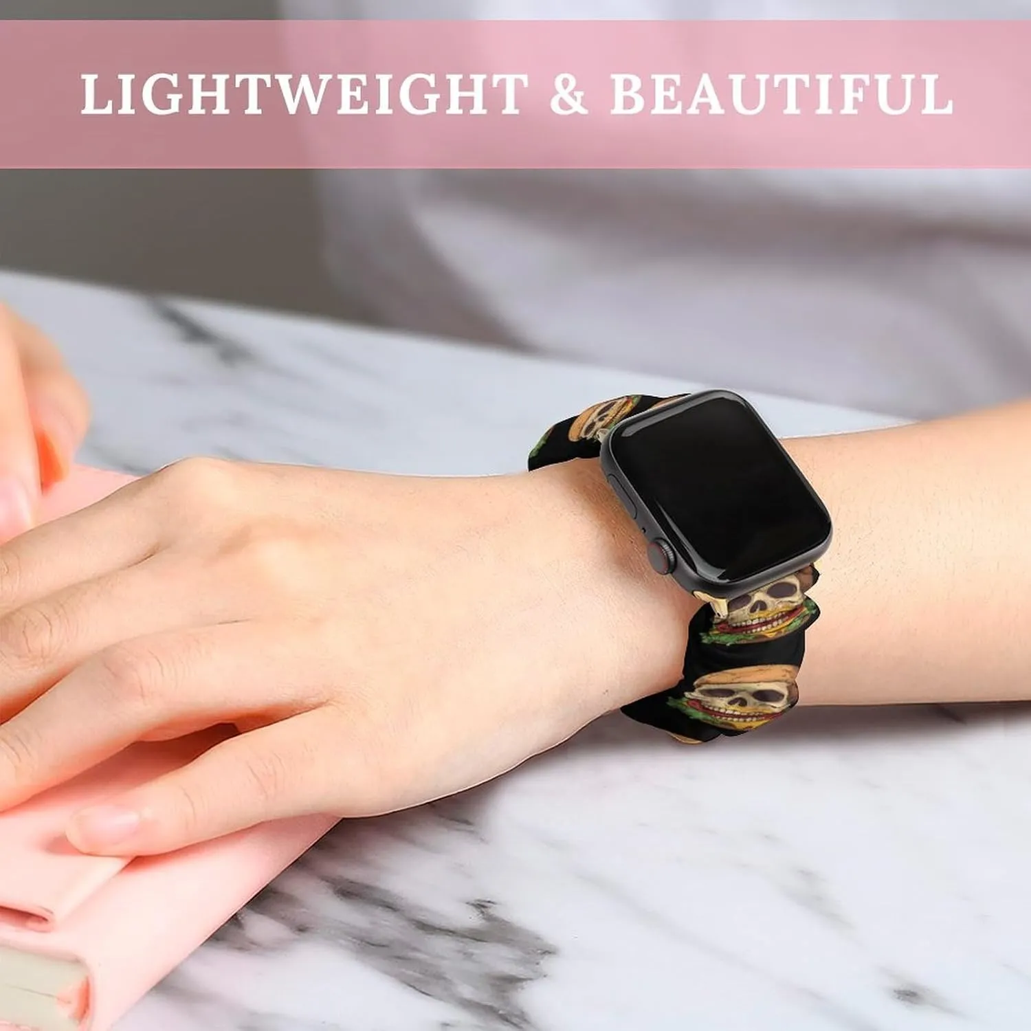 Skull Hamburger Fashion Watch Strap Scrunchies Wristbands Compatible With IWatch Series