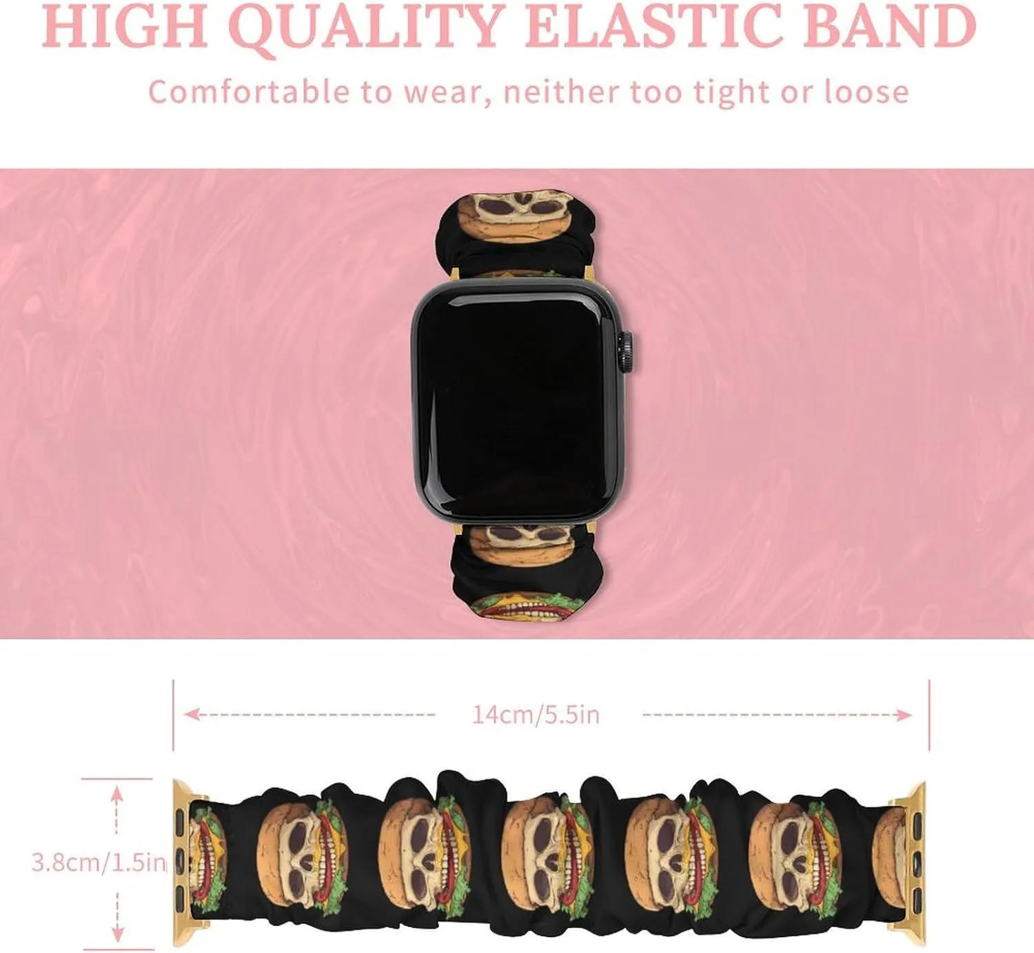 Skull Hamburger Fashion Watch Strap Scrunchies Wristbands Compatible With IWatch Series