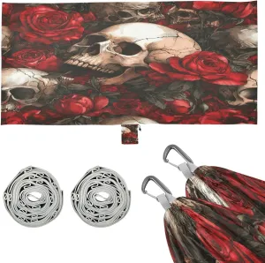 Skulls and Roses Camping Hammock, Single Portable Hammocks with Tree Straps & Attached Carry Bag, 330Lbs Capacity Perfect for Outside Indoor Hiking Beach Backpack Travel