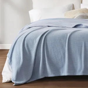 Sleep Philosophy True North Twin Luxury Cozy Microfleece Blanket Grid Pattern Reversible Soft & Warm, All Season Lightweight Twin Blanket, Farmhouse Room Décor Summer Blanket, Twin, Blue