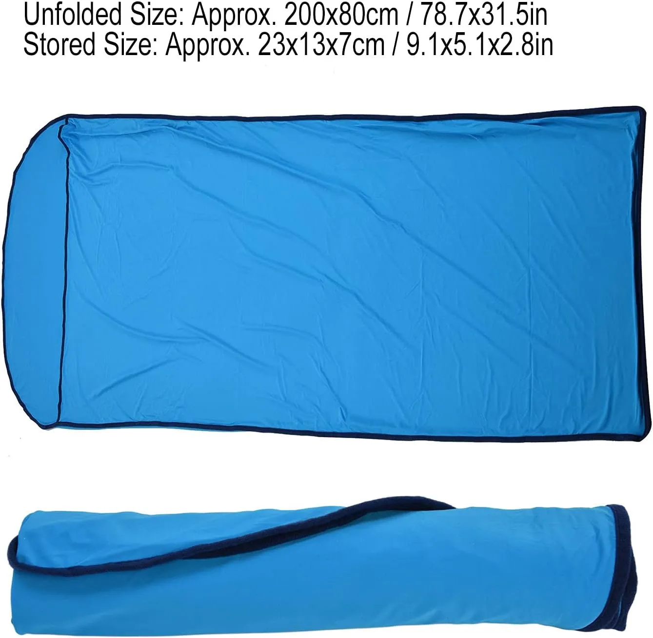 Sleeping Bag Liner, 200x80cm Ultralight Multifunctional Elastic Sleeping Sack Lightweight Breathable Cotton Liner for Picnic Hiking Outdoor Camping(Blue)