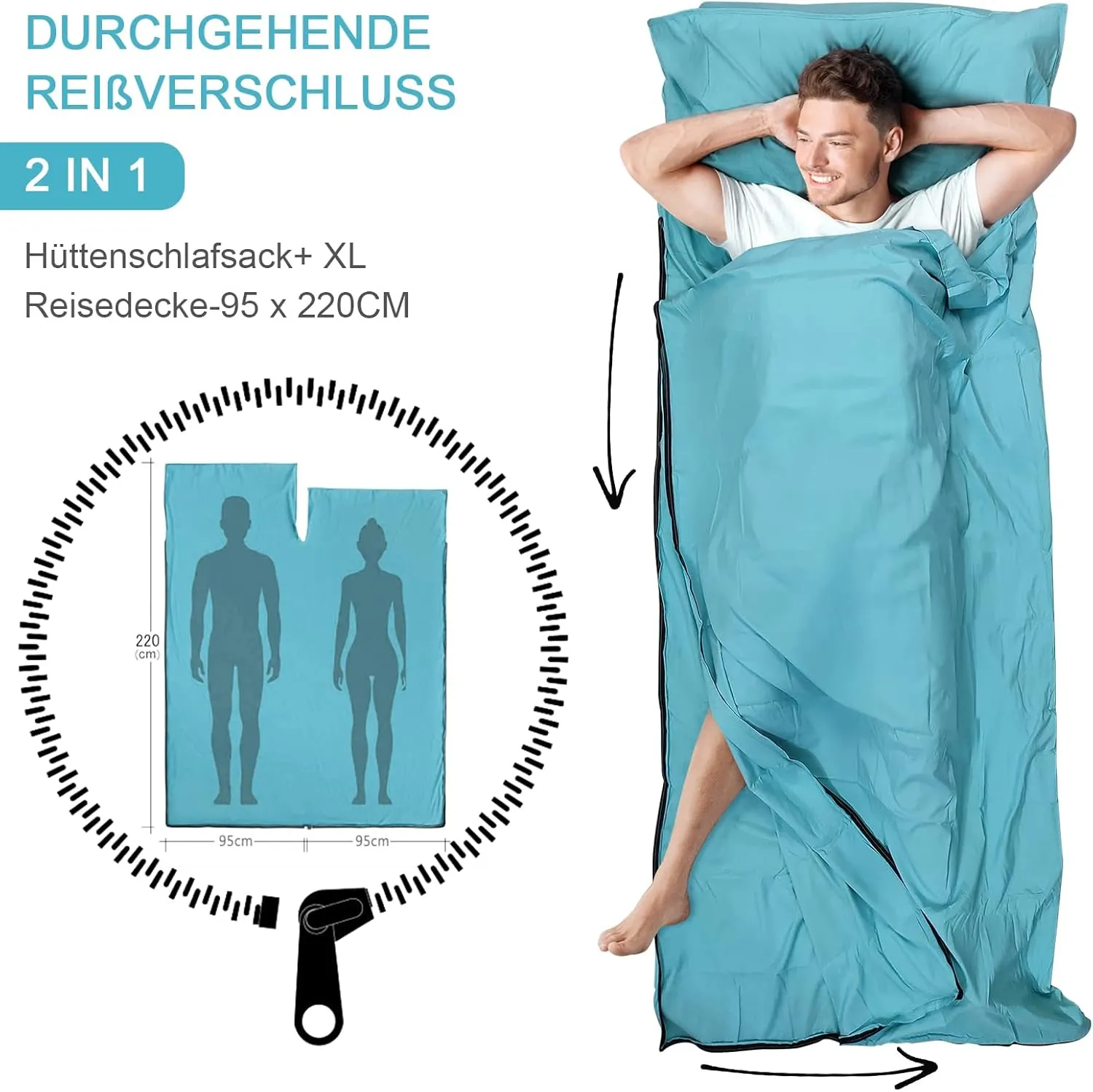 Sleeping Bag Liner, Adult Sleep Sack & Travel Sheets, Lightweight Single and Portable Camping Sleeping Bag Liners - Ideal for Traveling, Hostels and Camping