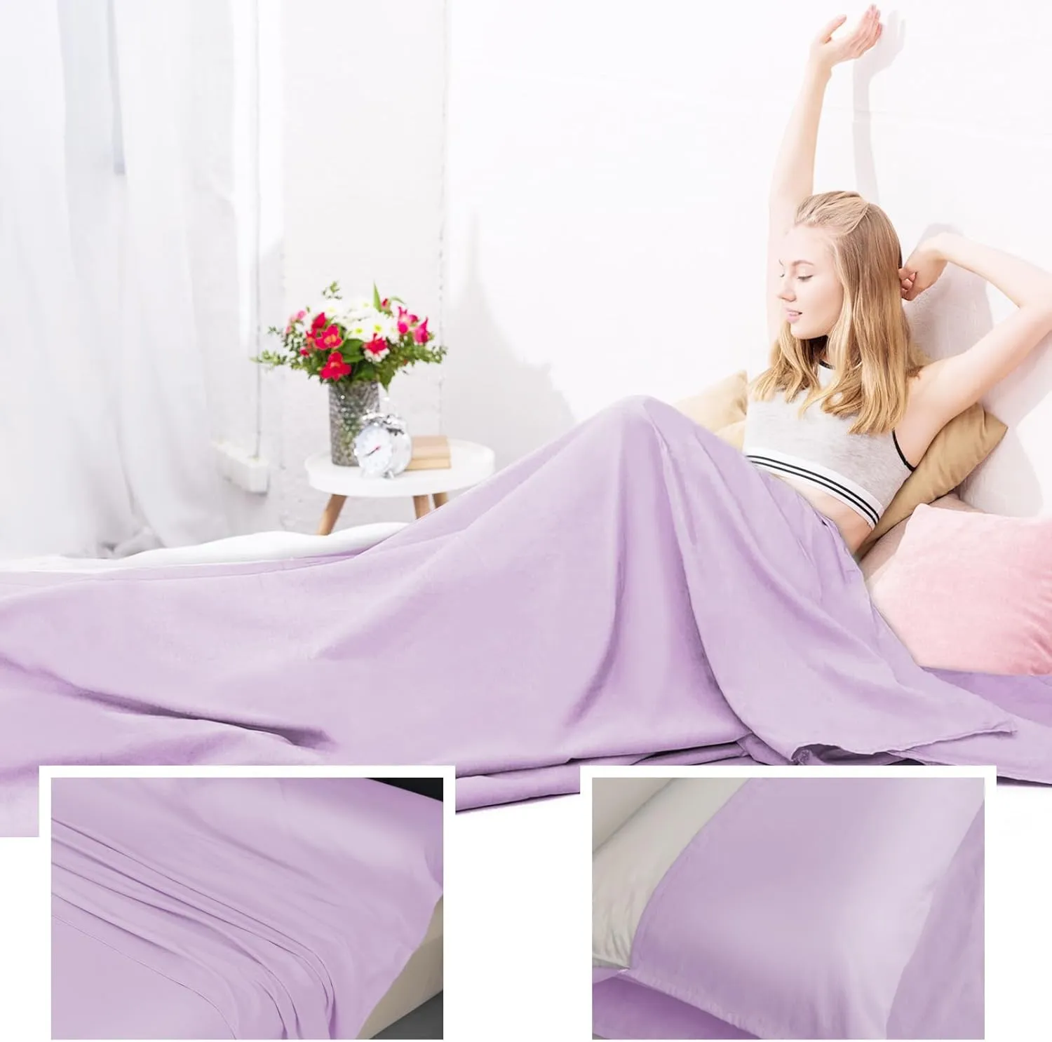 Sleeping Bag Liner Camping & Travel Sheets for Adults - Hostels & Traveling Sleep Sack