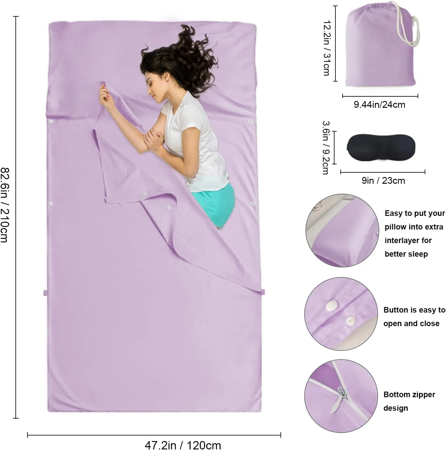 Sleeping Bag Liner Camping & Travel Sheets for Adults - Hostels & Traveling Sleep Sack