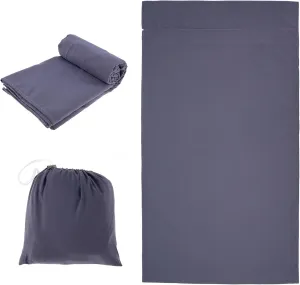 Sleeping Bag Liner Portable Travel Camping Sheet with Pillow Pocket Soft Sleeping Bag Sack Breathable Hotel Hiking Sleeping Sack Sheet 45.28×82.68inch for Travel Hiking Camping(Navy)