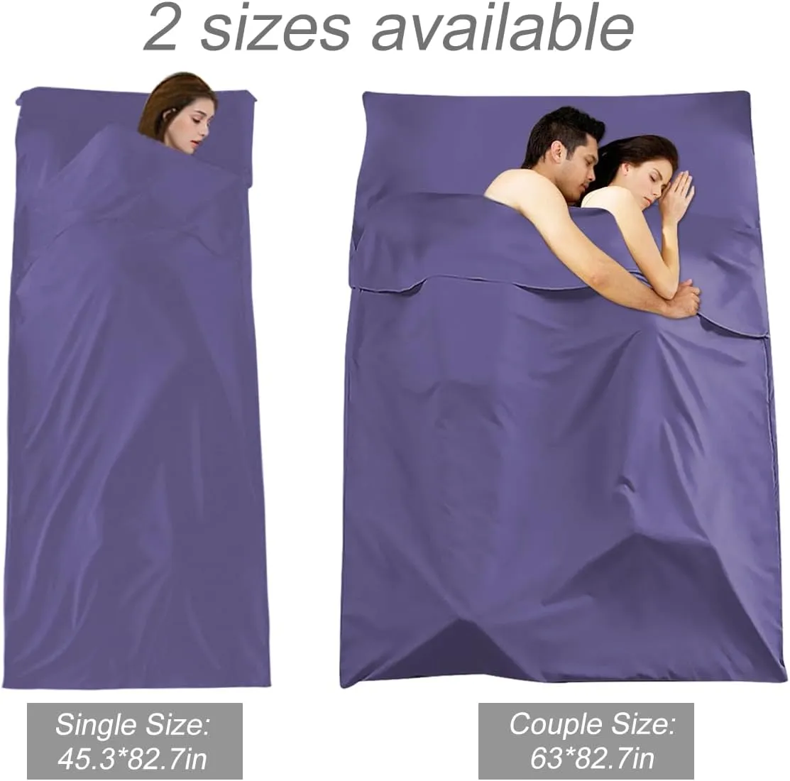 Sleeping Bag Liner Travel Camping Sheet, Lightweight Portable Sleeping Sheets for Outdoor Travel Backpacking Hiking Picnics Hotels