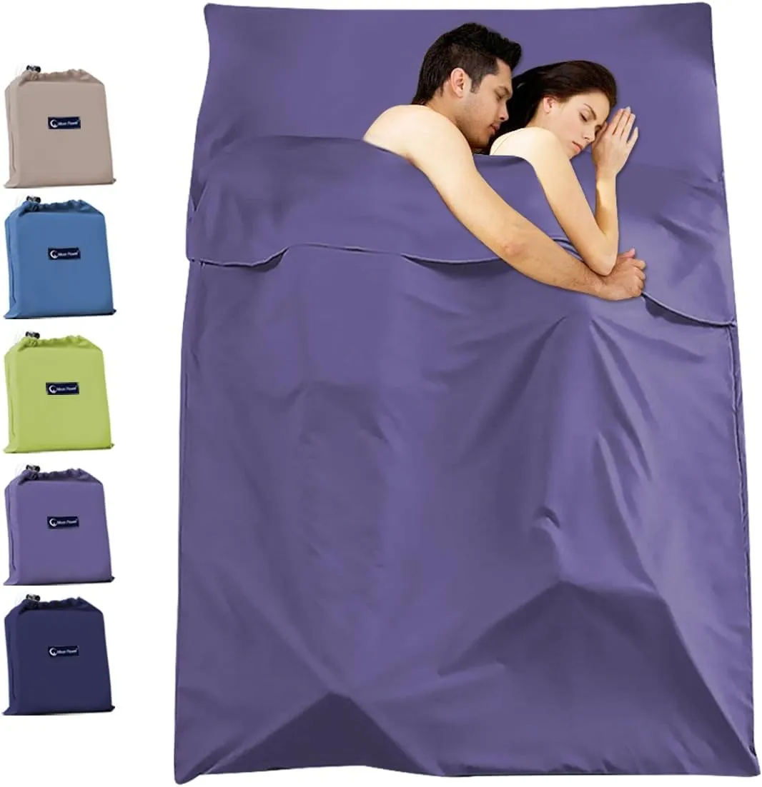 Sleeping Bag Liner Travel Camping Sheet, Lightweight Portable Sleeping Sheets for Outdoor Travel Backpacking Hiking Picnics Hotels