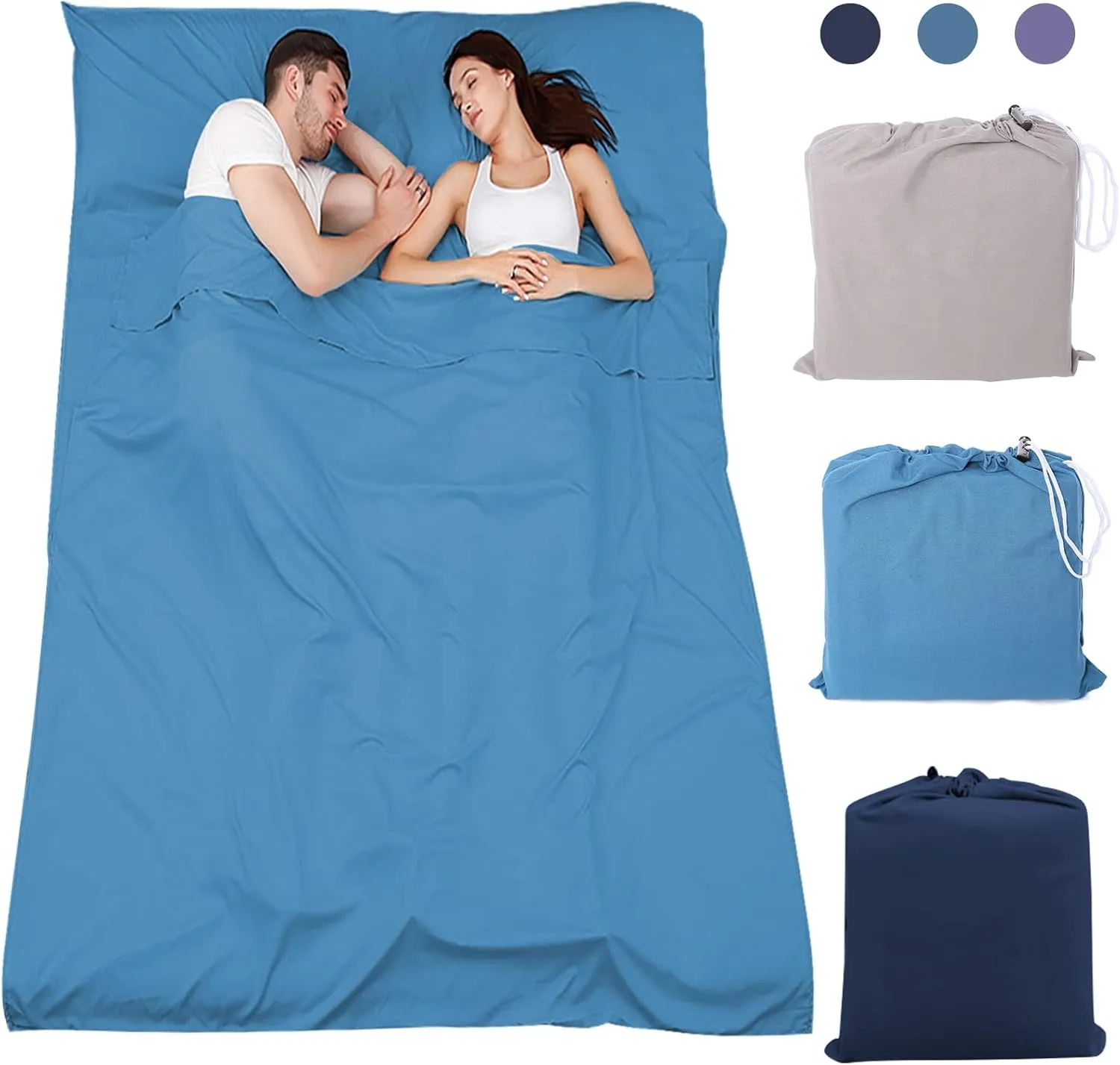 Sleeping Bag Liner,Lightweight Single/Double Sleep Sack,Camping & Travel Sheets for Adults,Premium Soft Hotel Sheet for Outdoor Traveling Hiking Hotel Picnics