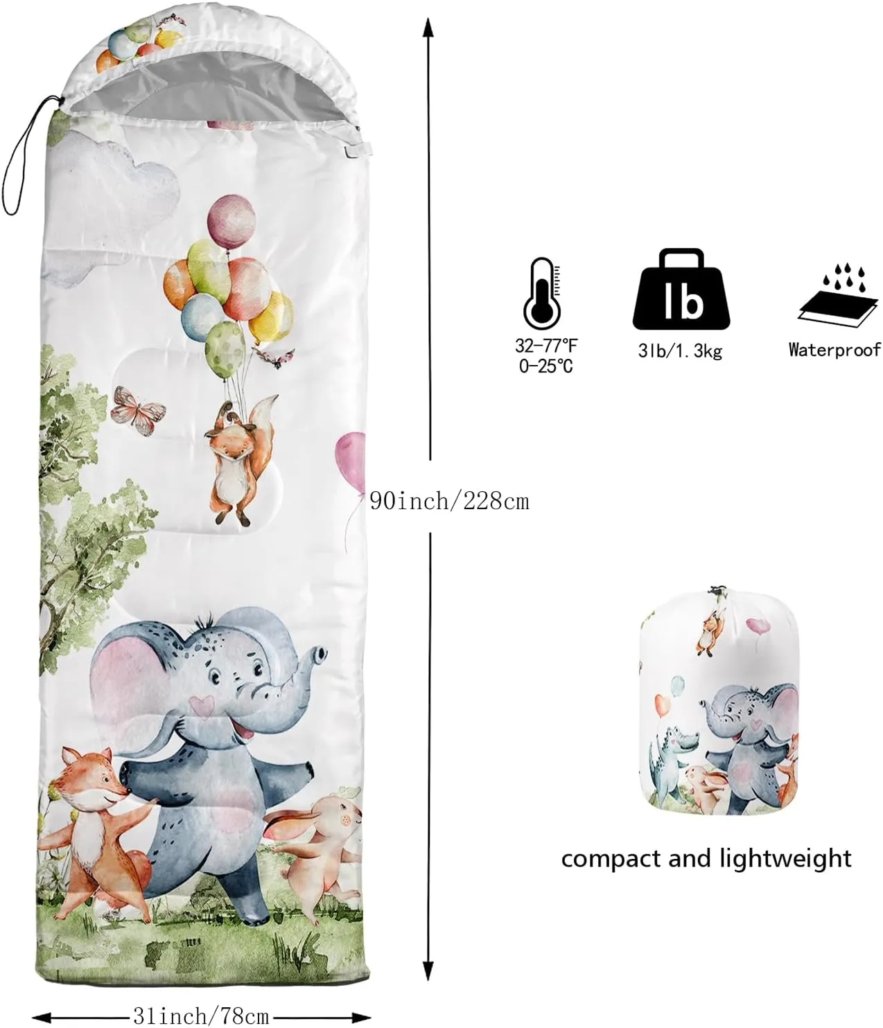 Sleeping Bags for Adults and Kids Camping Sleeping Bags for Girls and Boys Lightweight Waterproof Cold/Warm Sleeping Bag for 3 Season