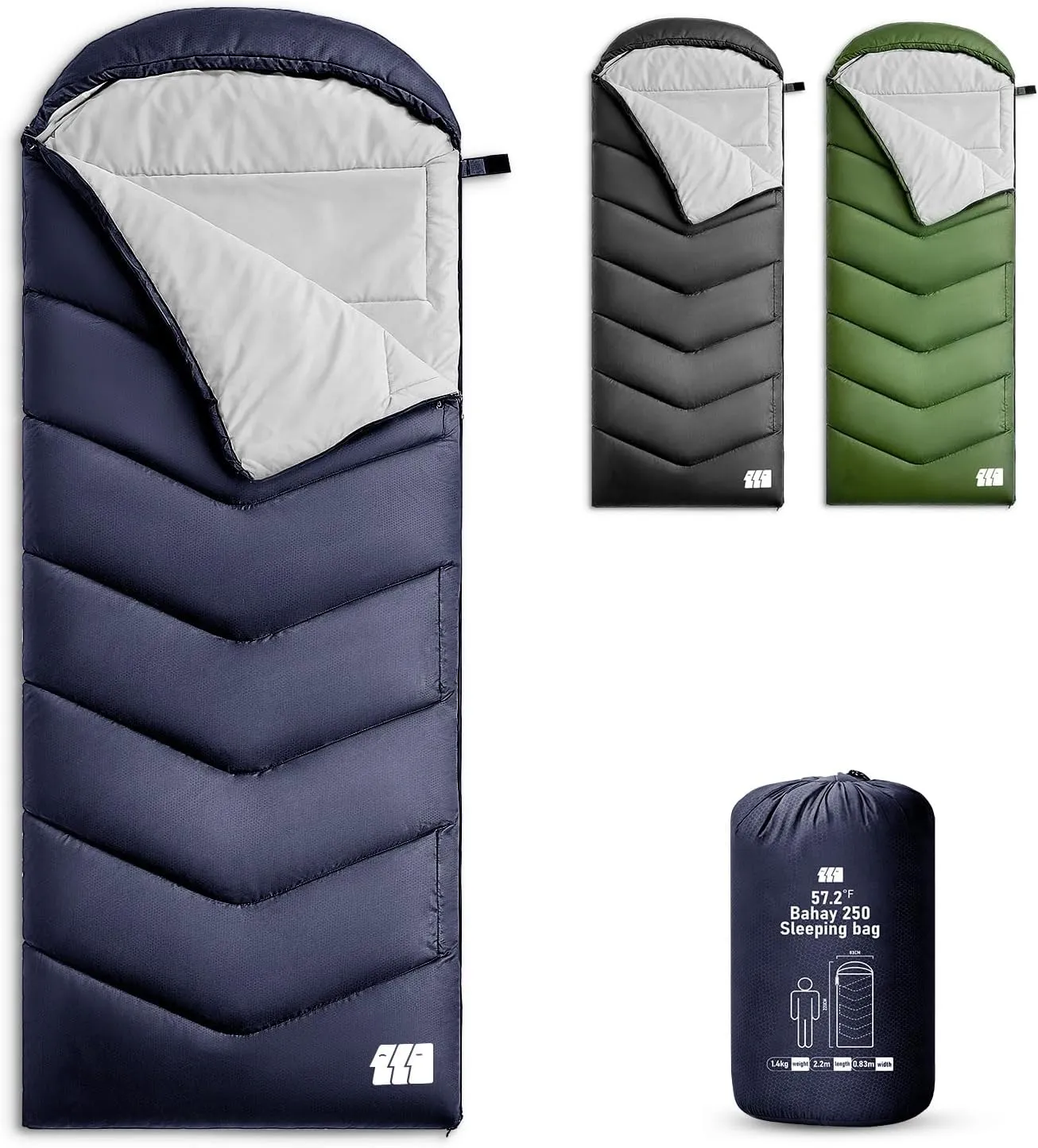Sleeping Bags for Adults Warm Weather, Waterproof, Lightweight Backpacking Camping 3 Seasons Sleeping Bag with Compression Sack Camping Essentials Gear