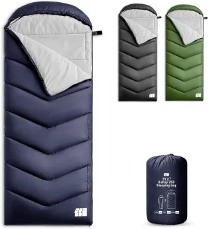 Sleeping Bags for Adults Warm Weather, Waterproof, Lightweight Backpacking Camping 3 Seasons Sleeping Bag with Compression Sack Camping Essentials Gear